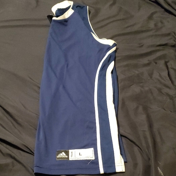 Adidas Navy and White Sleeveless Top Y2K - Picture 5 of 6